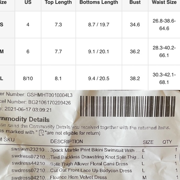 Shein 3 piece Marble Print Bikini Swimsuit with Beach Skirt NWT - Picture 17 of 17